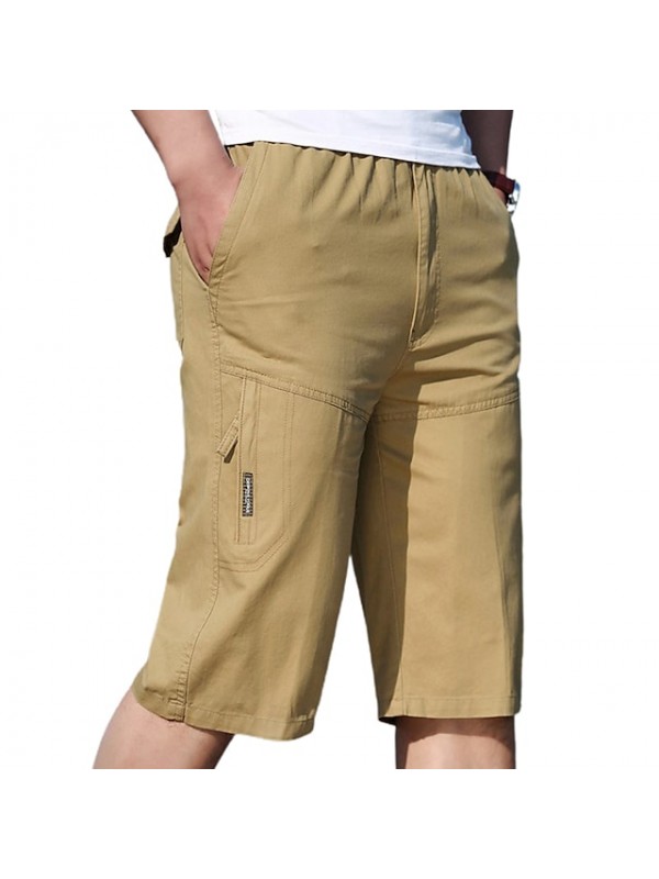 Men's Cargo Shorts Hiking Shorts Summer Outdoor Loose Ripstop Quick Dry Multi Pockets Zipper Pocket Cotton Below Knee Elastic Waist Capri Pants Bottoms Army Green Dark Gray Light Grey Khaki Dark Navy #8626238