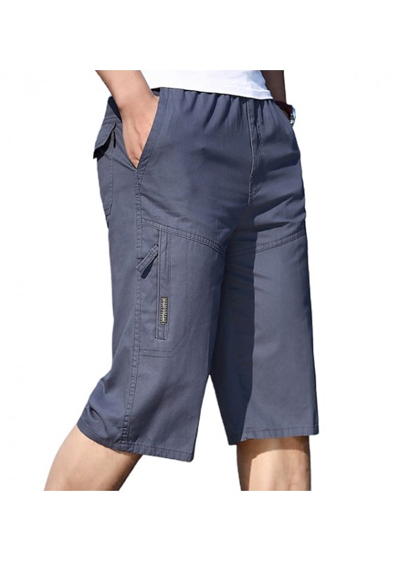 Men's Cargo Shorts Hiking Shorts Summer Outdoor Loose Ripstop Quick Dry Multi Pockets Zipper Pocket Cotton Below Knee Elastic Waist Capri Pants Bottoms Army Green Dark Gray Light Grey Khaki Dark Navy #8626238