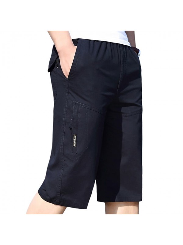 Men's Cargo Shorts Hiking Shorts Summer Outdoor Loose Ripstop Quick Dry Multi Pockets Zipper Pocket Cotton Below Knee Elastic Waist Capri Pants Bottoms Army Green Dark Gray Light Grey Khaki Dark Navy #8626238