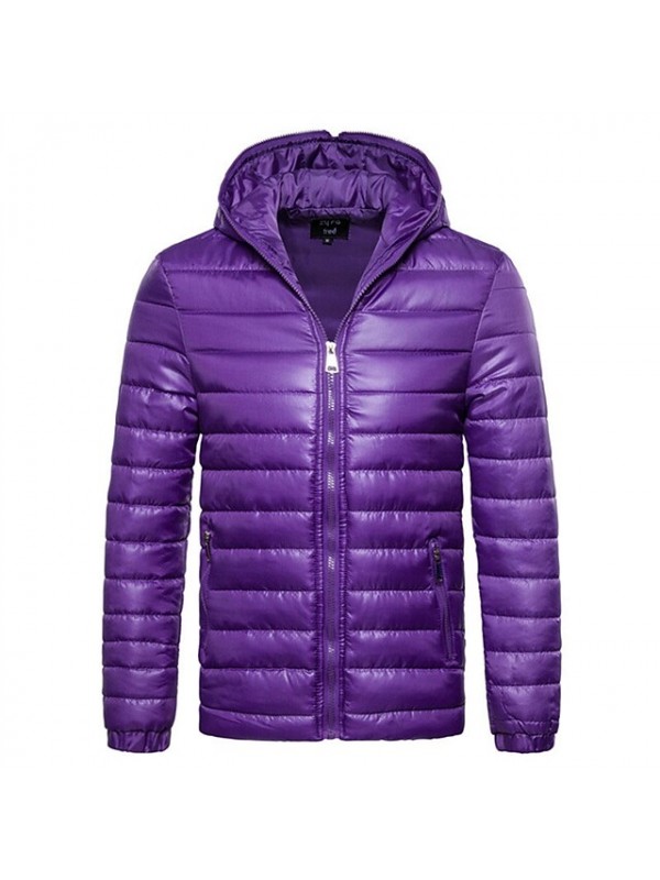 Men's Hoodie Jacket Sports Puffer Jacket Padded Hiking jacket Winter Outdoor Thermal Warm Windproof Breathable Lightweight Windbreaker Winter Jacket Trench Coat Fishing Climbing Running Blue Purple #8821403