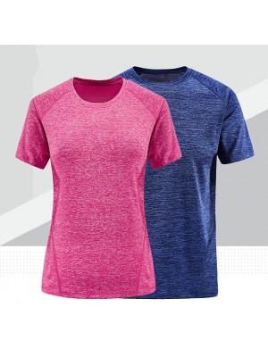 Women's T shirt Hiking Tee shirt Short Sleeve Crew Neck Tee Tshirt Top Outdoor Quick Dry Lightweight Breathable Soft Summer Polyester Stripes Blue Grey Rose Red Fishing Climbing Running #8511848