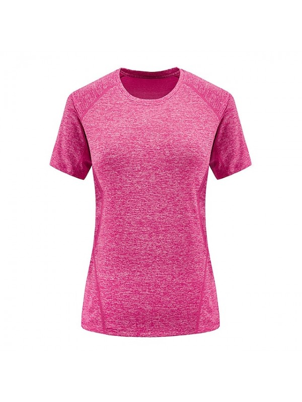 Women's T shirt Hiking Tee shirt Short Sleeve Crew Neck Tee Tshirt Top Outdoor Quick Dry Lightweight Breathable Soft Summer Polyester Stripes Blue Grey Rose Red Fishing Climbing Running #8511848