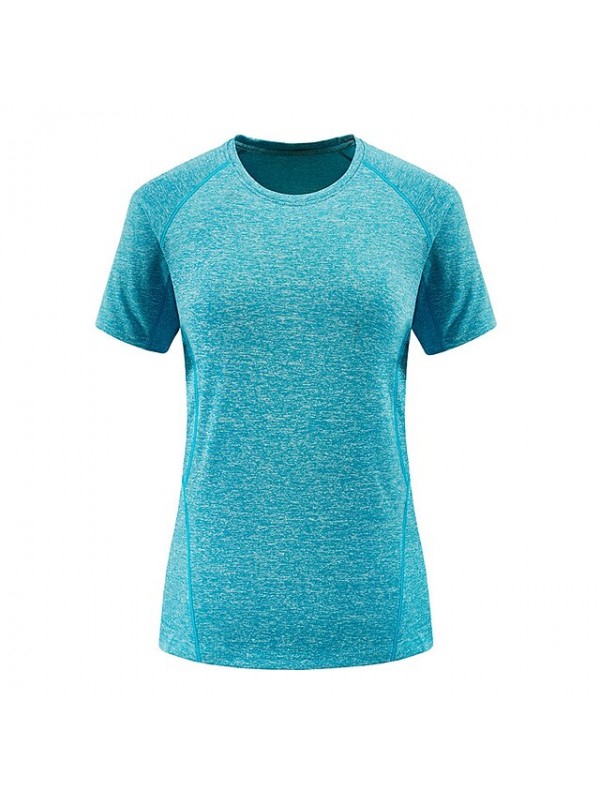 Women's T shirt Hiking Tee shirt Short Sleeve Crew Neck Tee Tshirt Top Outdoor Quick Dry Lightweight Breathable Soft Summer Polyester Stripes Blue Grey Rose Red Fishing Climbing Running #8511848