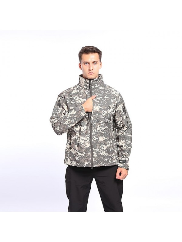 Men's Hunting Jacket Military Tactical Jacket Outdoor Thermal Warm Waterproof Windproof Breathable Fall Winter Jacket Polyester Hunting Camping Military / Tactical CP Color Python Black ACU camouflage #8925290