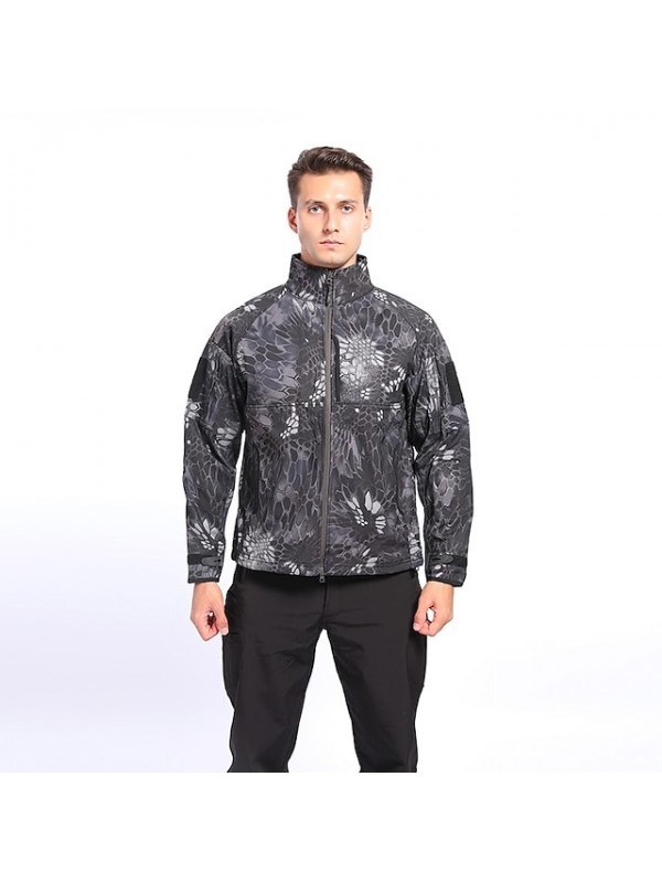 Men's Hunting Jacket Military Tactical Jacket Outdoor Thermal Warm Waterproof Windproof Breathable Fall Winter Jacket Polyester Hunting Camping Military / Tactical CP Color Python Black ACU camouflage #8925290