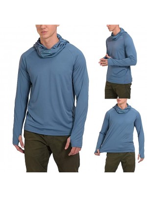 Men's Fishing Shirt Outdoor Breathable Sweat wicking Spring Summer Pullover Cotton Long Sleeve Hunting Fishing Hiking Blue Black Grey #8994330