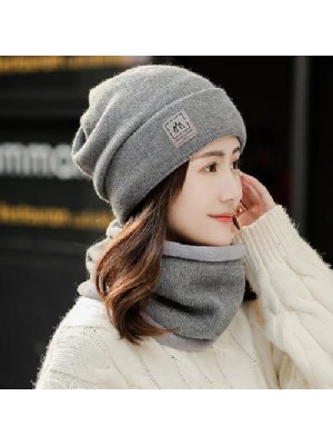 Winter Beanie Hat Scarf Set Warm Knit Hat Outdoor Thick Fleece Lined Winter Cap Neck Warmer for Men Women camping hiking skiing #8825166