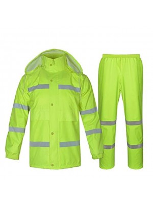 soft breathable reflective raincoat- reflective raincoat suit outdoor riding safety visibility work rainproof jacket coat split raincoat rain pants suit (color : green, size : xxl (175)) #8403899