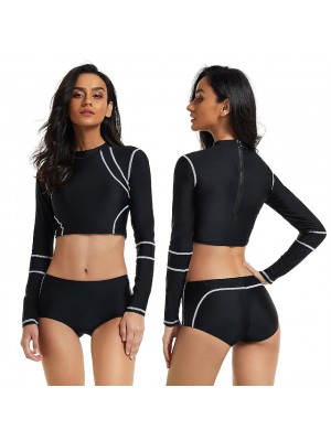 Women's Rashguard Swimsuit Swimwear Bathing Suit UV Sun Protection UPF50+ Breathable Stretchy Long Sleeve 2 Piece Back Zip - Swimming Surfing Beach Water Sports Summer / Quick Dry / Lightweight #9030697