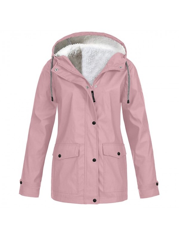 Women's Rain Jacket Raincoat Hiking Fleece Jacket Winter Outdoor Warm Waterproof Windproof Fleece Hooded Parka Outerwear Windbreaker Trench Coat Top Full Zip Skiing Fishing Casual #8738670