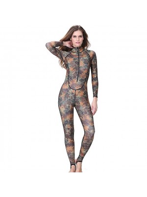 Dive&Sail Women's Rash Guard Dive Skin Suit Swimwear UV Sun Protection UPF50+ Breathable Micro-elastic Full Body Front Zip - Swimming Diving Surfing Snorkeling Camo / Camouflage Autumn / Fall Spring #5083502