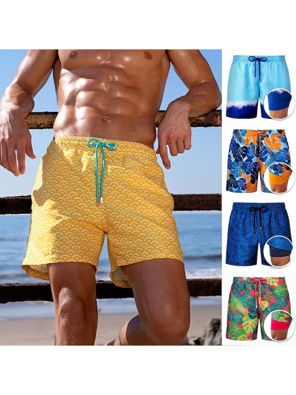 Men's Swim Shorts Swim Trunks Board Shorts Bottoms Breathable Quick Dry Drawstring - Swimming Surfing Beach Water Sports Floral / Botanical Summer #9023209