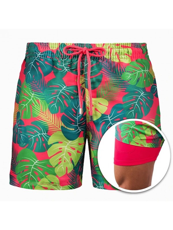 Men's Swim Shorts Swim Trunks Board Shorts Bottoms Breathable Quick Dry Drawstring - Swimming Surfing Beach Water Sports Floral / Botanical Summer #9023209