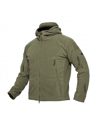 Men's Hoodie Jacket Hunting Fleece Jacket Hooded Outdoor Thermal Warm Windproof Breathable Multifunctional Fall Winter Solid Colored Jacket Fleece Hunting Camping Military / Tactical Black Grey Khaki #8774043