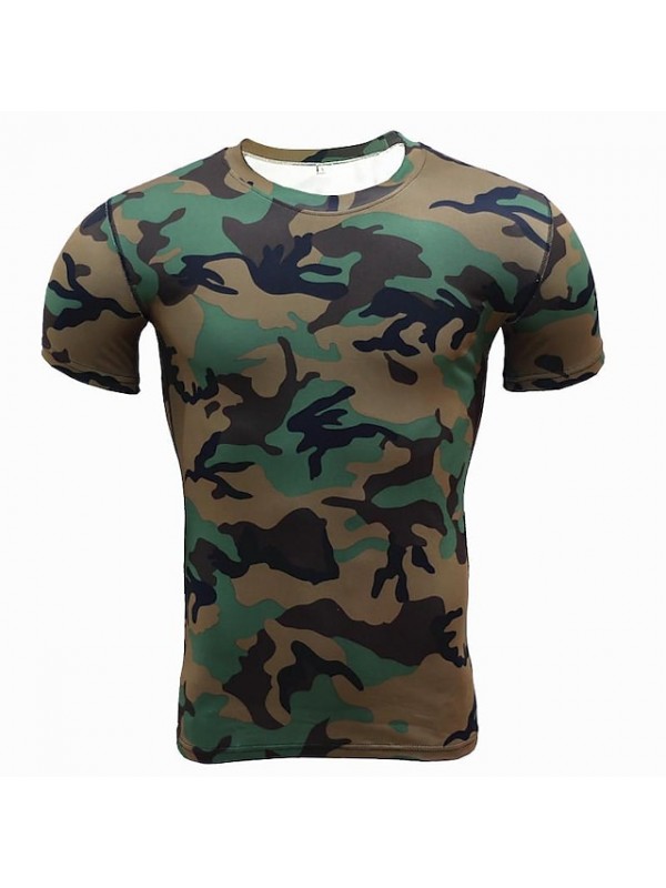 short-sleeved tights fitness clothing men's sports cool outdoor camouflage clothing sweat-absorbing quick-drying basketball running t-shirt #9022421