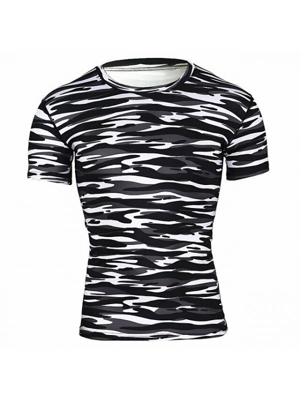 short-sleeved tights fitness clothing men's sports cool outdoor camouflage clothing sweat-absorbing quick-drying basketball running t-shirt #9022421