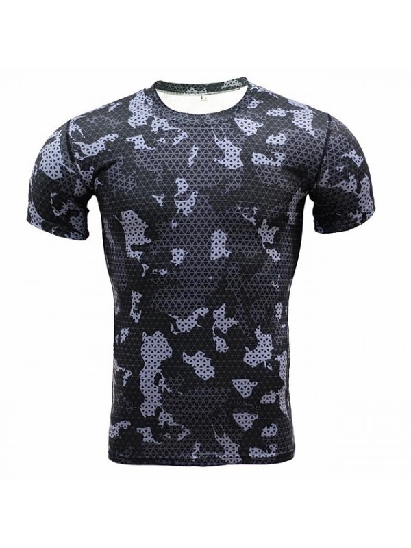 short-sleeved tights fitness clothing men's sports cool outdoor camouflage clothing sweat-absorbing quick-drying basketball running t-shirt #9022421