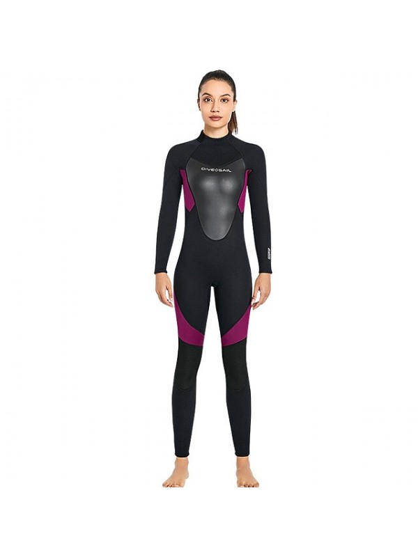 Dive&Sail Women's Full Wetsuit 3mm SCR Neoprene Diving Suit Thermal Warm Windproof Breathable High Elasticity Long Sleeve Full Body Back Zip - Diving Patchwork Autumn / Fall Winter Spring / Summer #9016754