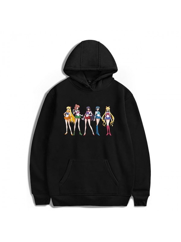 Inspired by Sailor Moon Sailor Mars Sailor Mercury Tsukino Usagi Anime Cartoon Polyster Print Harajuku Graphic Kawaii Hoodie For Men's / Women's #8789922