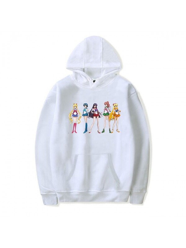 Inspired by Sailor Moon Sailor Mars Sailor Mercury Tsukino Usagi Anime Cartoon Polyster Print Harajuku Graphic Kawaii Hoodie For Men's / Women's #8789922