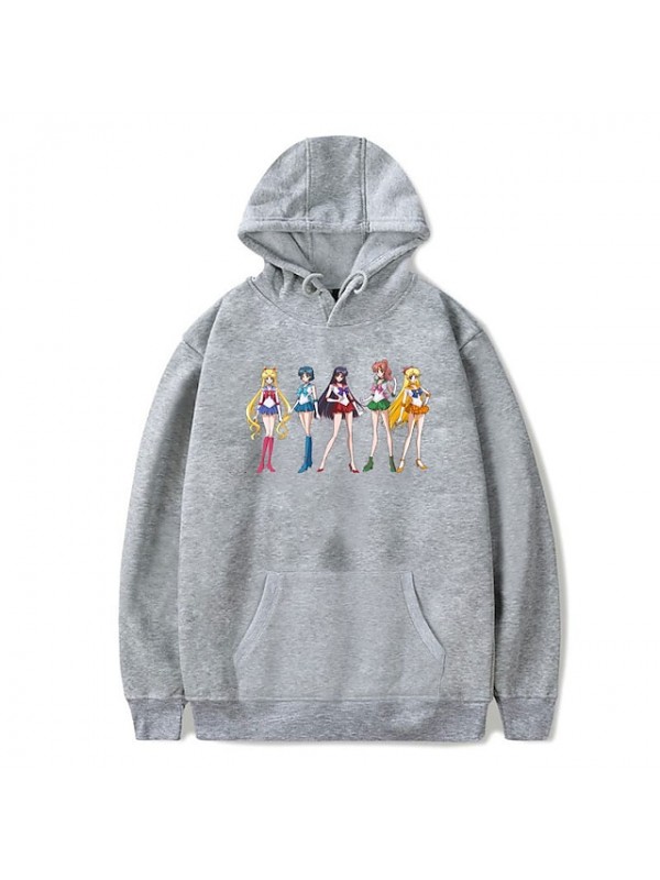 Inspired by Sailor Moon Sailor Mars Sailor Mercury Tsukino Usagi Anime Cartoon Polyster Print Harajuku Graphic Kawaii Hoodie For Men's / Women's #8789922