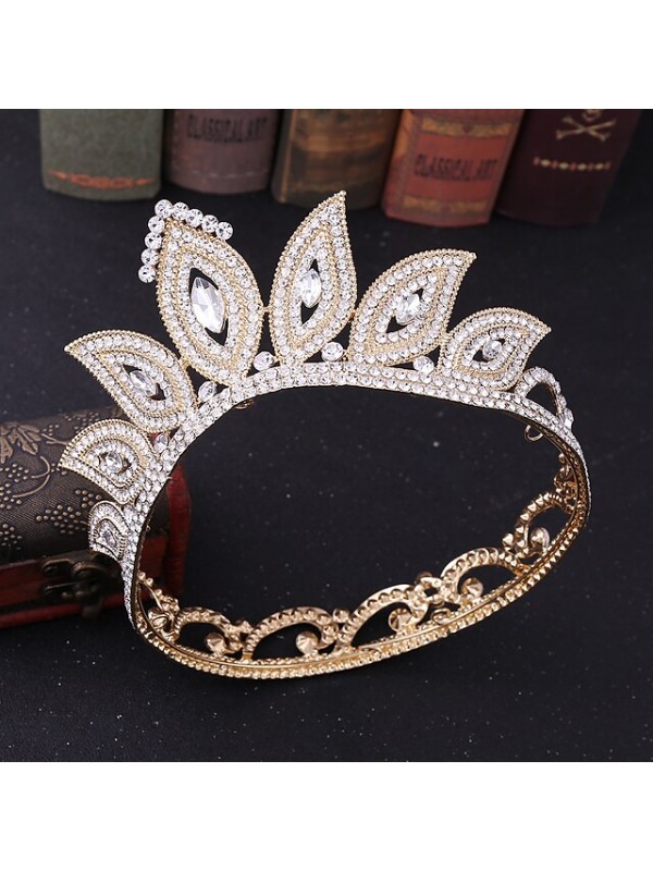 Simple Bridal Alloy Crown Tiaras with Metal 1pc Wedding Headpiece #9023592