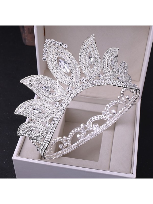 Simple Bridal Alloy Crown Tiaras with Metal 1pc Wedding Headpiece #9023592