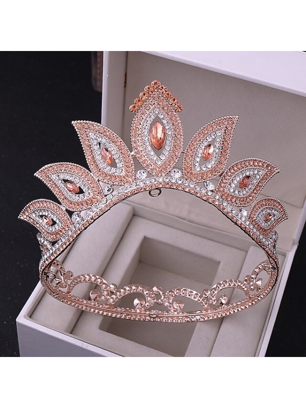 Simple Bridal Alloy Crown Tiaras with Metal 1pc Wedding Headpiece #9023592