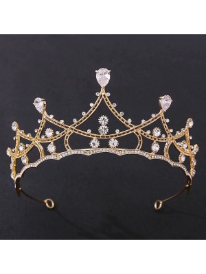 Simple Bridal Alloy Crown Tiaras with Metal 1pc Wedding Headpiece #9024791