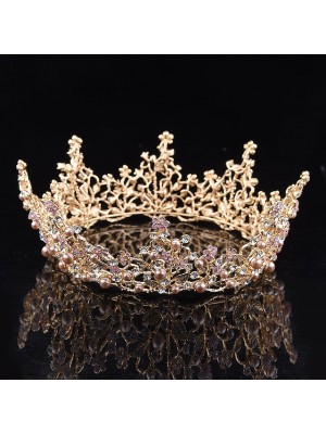 Simple Bridal Alloy Crown Tiaras with Metal 1pc Wedding Headpiece #9023593