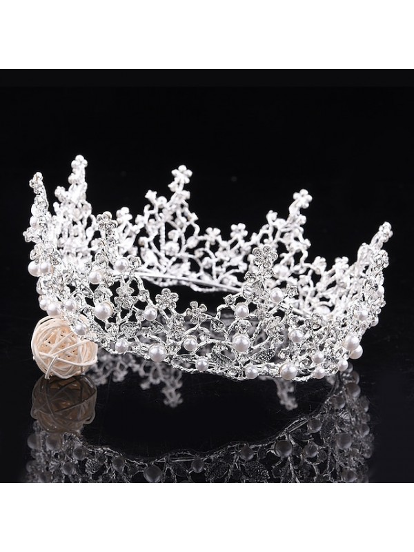 Simple Bridal Alloy Crown Tiaras with Metal 1pc Wedding Headpiece #9023593