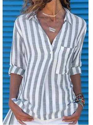 casual cotton-blend shirt collar shirts & tops #8724796