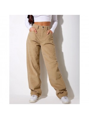 Women's Fashion Chinos Side Pockets Short Pants Casual Weekend Micro-elastic Plain Corduroy Comfort Mid Waist Khaki Brown S M L XL #9024098