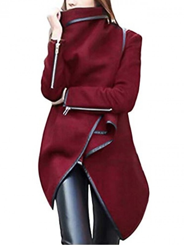 Women's Coat Casual / Daily Winter Regular Coat Regular Fit Casual Jacket Solid Color Others Navy Wine Red ArmyGreen / Cotton #8473052