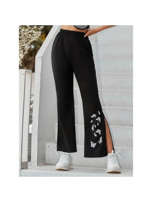 Women's Designer Tights Capri shorts Split Print Full Length Pants Work Weekend Inelastic Butterfly Breathable Outdoor High Waist Black S M L XL #9025624