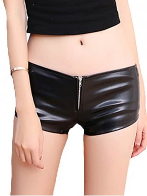 Women's Fashion Shorts Zipper Short Pants Club Weekend Micro-elastic Plain Comfort Mid Waist Black Silver Red S M L XL #8980524