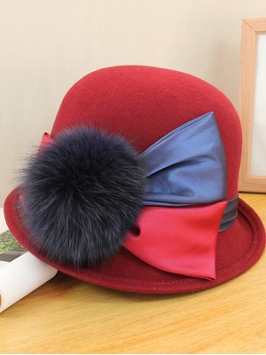 Women's Chic & Modern Party Hat Party Wedding Daily Splice Color Block Wine Coffee Hat Portable Windproof Comfort / Black / Fall / Winter #8884339