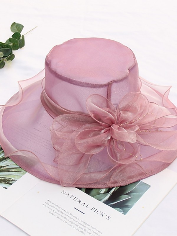 Women's Party Hat Party Wedding Special Occasion Flower Solid Color Beige Black Hat White Gray Fall Spring Summer #8774471