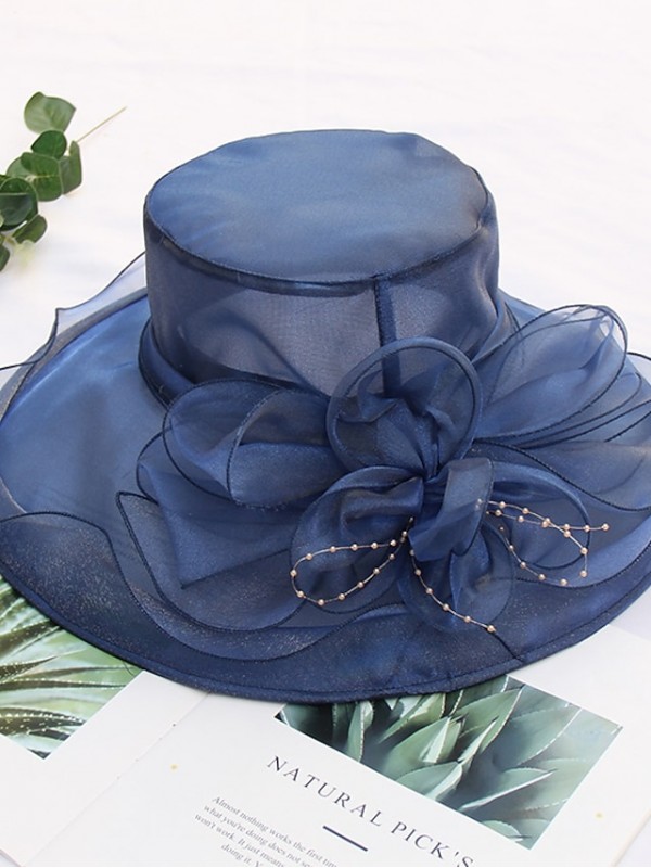 Women's Party Hat Party Wedding Special Occasion Flower Solid Color Beige Black Hat White Gray Fall Spring Summer #8774471