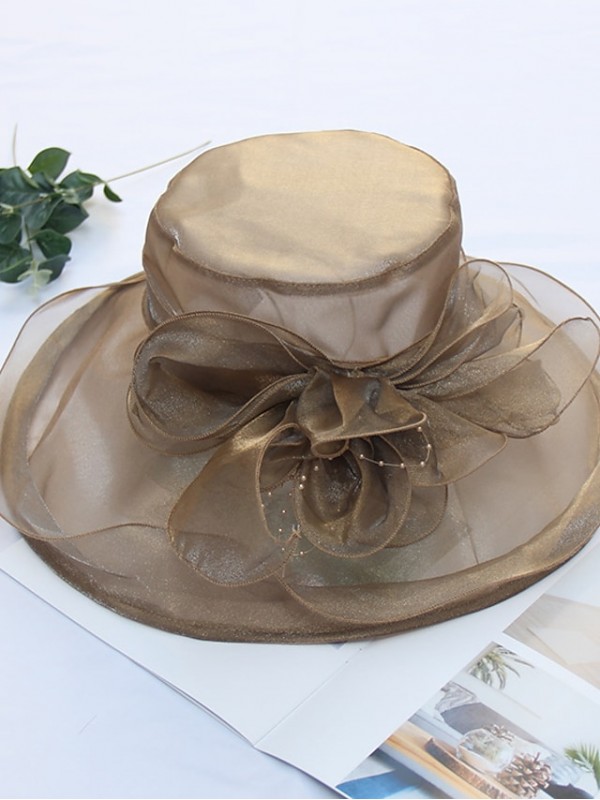 Women's Party Hat Party Wedding Special Occasion Flower Solid Color Beige Black Hat White Gray Fall Spring Summer #8774471