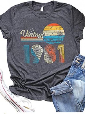 40th birthday gifts women vintage 1981 shirt 40 years of being awesome t-shirt original parts tee retro birthday party tops(gray2-s) #8843323