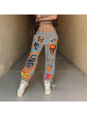 Women's Sweatpants Athleisure Culottes Wide Leg Sweatpants Wide Leg Pocket Print Full Length Pants Casual Daily Micro-elastic Graphic Butterfly High Waist Loose Black Grey White Apricot S M L XL XXL #8854832