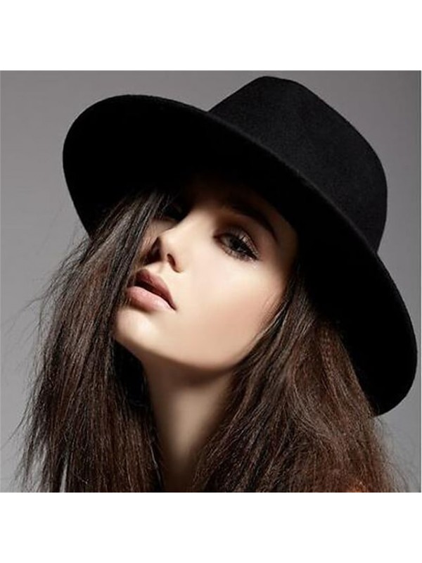 Women's Fedora Hat Party Wedding Daily Pure Color Pure Color Wine Black Hat / Winter / Spring / Vintage #5591557