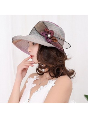 Women's Party Hat Party Wedding Street Flower Lace Solid Colored Beige Purple Hat Fabric Fall Winter Spring Summer #6603224