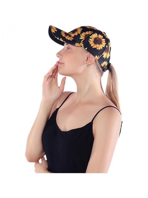 Women's Stylish Baseball Cap Street Dailywear Daily Print Plaid Tie Dye Sunflower Black Red Hat Portable Comfort Breathable / Fall / Winter / Spring / Summer #8956256