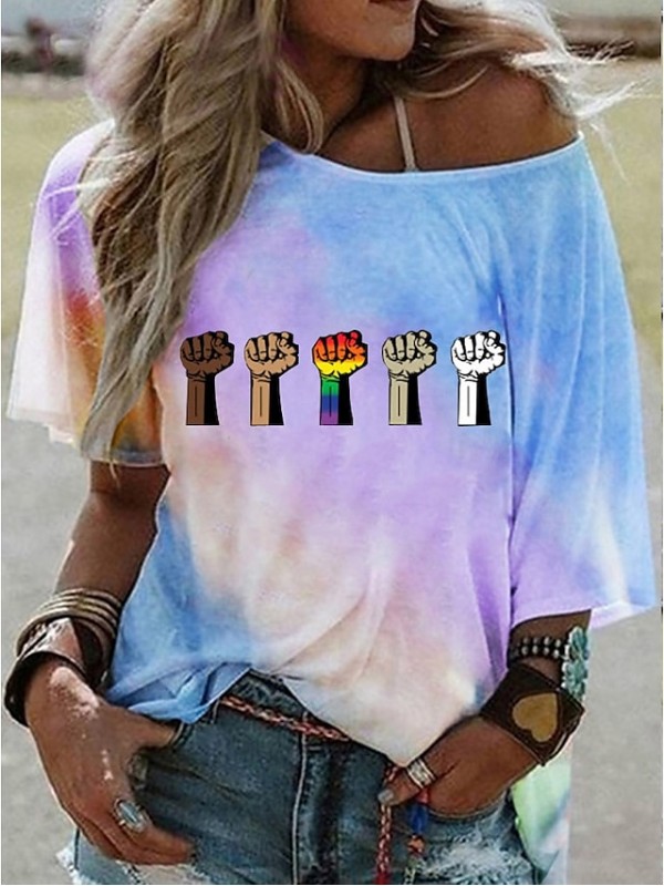 womens hippie soul graphic tees summer off the shoulder boho tunic t shirts half sleeve loose tops and shirts (blue, xx-large) #8368773