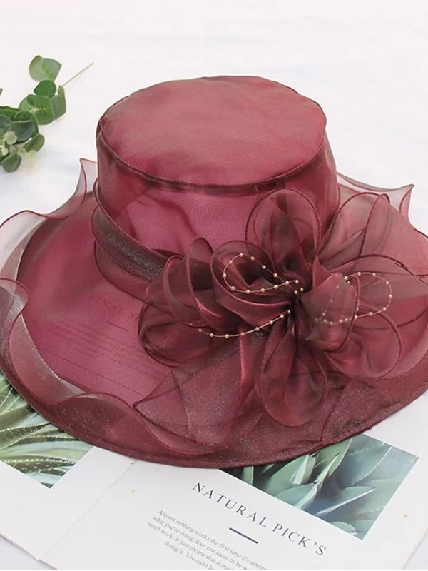 Women's Party Hat Party Street Holiday Modern Style Stylish Flower Light Brown Wine Hat Beige Coffee Black White Red #8780357