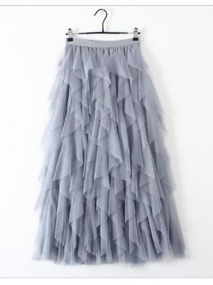 Women's Basic Maxi Skirts Daily Wear Solid Colored Tulle Black Pink Gray One-Size #7957359