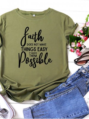 women's faith letter print t-shirts short sleeve graphic tees tops black large #8230053