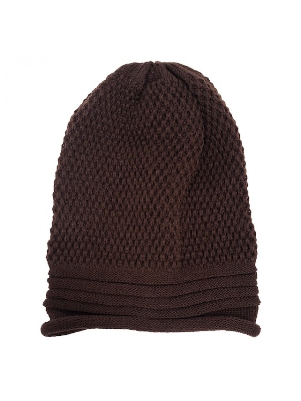 Women's Stylish Beanie / Slouchy Home Street Dailywear Knitted Pure Color Beige Black Hat Portable Windproof Comfort / Gray / Fall / Winter #8939051